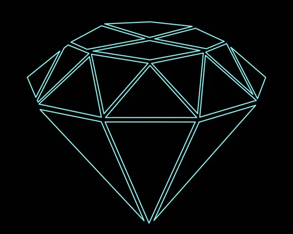 Blue diamond. Drawings for creating a 3d model of a diamond. Diamond on a black background. Precious stones, jewelry. A gift for a woman. Isolated on black background