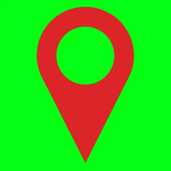 位置点简单 形状矢量图标 Pin图标向量 孤立的位置符号 绿色背景 颜色键 — 图库照片