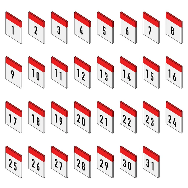 Kreslený Kalendář Bílém Pozadí Kalendář Dní Červená Bílá Barva — Stock fotografie