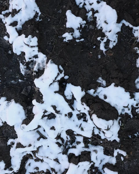 Ovanifrån Snöstruktur Bakgrund Vinterperiod Naturlig Bakgrund Bakgrunden Snö Och Svart — Stockfoto