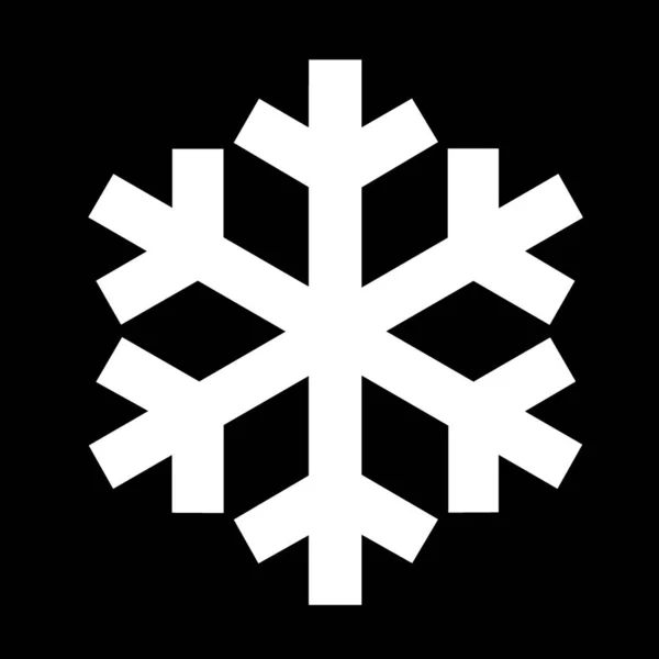 Hópehely Ikon Egyszerű Fehér Hópihe Elszigetelt Fekete Háttér — Stock Fotó