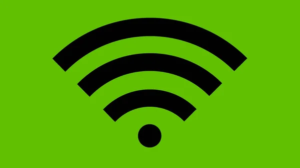 Значок Простой Интернет Символ Точка Доступа Черный Значок Зеленом Фоне — стоковое фото