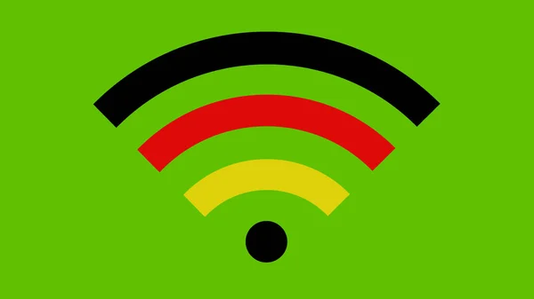 Wi-Fi icon. Simple internet symbol. Access point. Wi-Fi icon on a green background in the colors of the German flag. Colors of the German flag