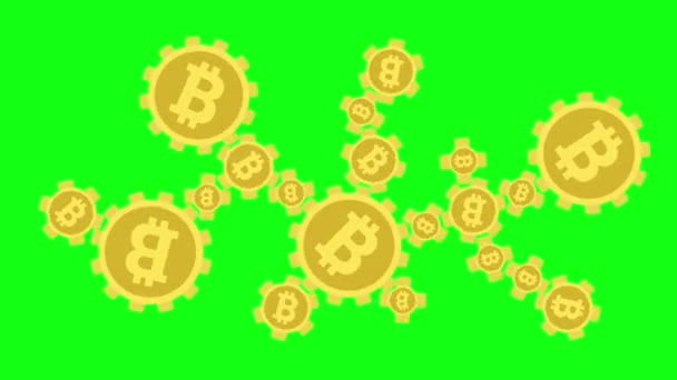 Icono Bitcoin Sobre Fondo Verde Dinero Internet Monedas Imágenes Criptomoneda — Vídeo de stock