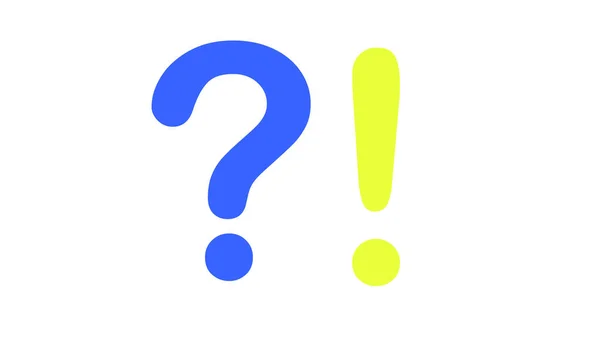Fragezeichen Platt Blaues Und Gelbes Fragezeichen Auf Weißem Hintergrund Normale — Stockfoto