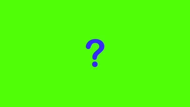 クエスチョンマーク フラット 緑の背景に青と黄色のクエスチョンマーク 普通のフォント 緑の背景にシンプルなイラスト 別の目的のために 色キー 緑の画面 — ストック動画