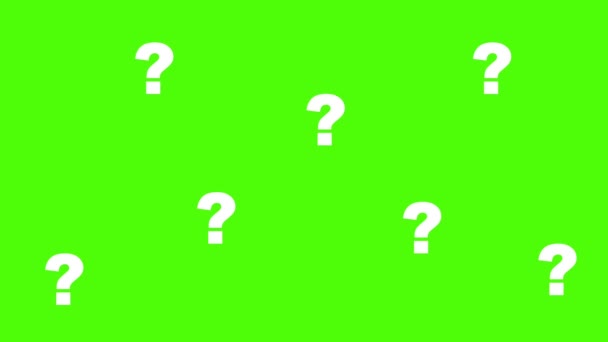 Fragezeichen Platt Weißes Fragezeichen Auf Grünem Hintergrund Normale Schrift Einfache — Stockvideo