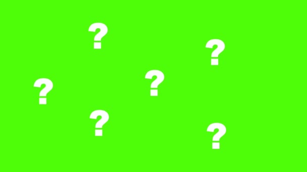 绿色背景上的白色问号 普通字体 绿色背景上的简单图解 为了不同的目的 颜色键 绿色屏幕 — 图库视频影像