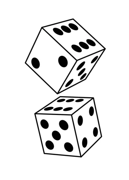 骰子游戏 甘伯赌场好运 游戏符号 简单的两个立方体 在空气中 掷骰子 — 图库照片