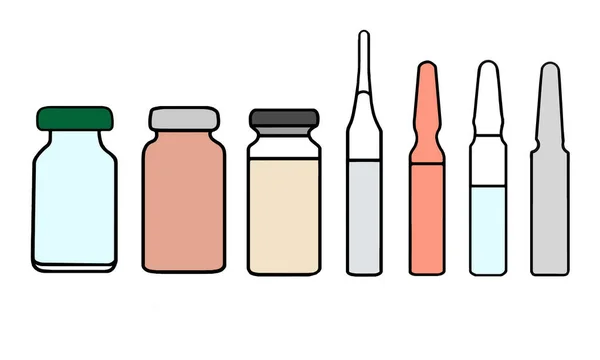 Geneeskunde Veel Verschillende Ampullen Een Witte Achtergrond Medische Apparatuur Behandeling — Stockfoto