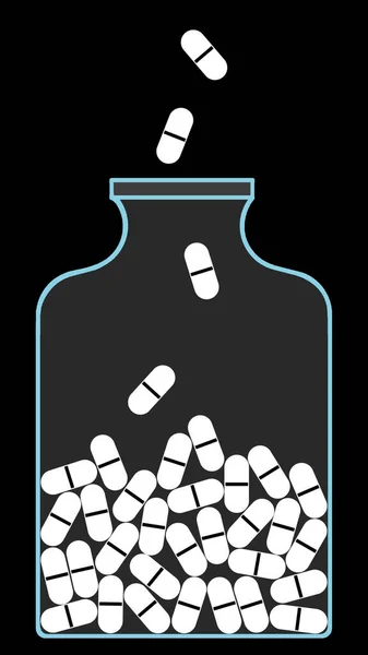 Vita Piller Svart Bakgrund Metoder För Behandling Sjukdomar Recept Från — Stockfoto