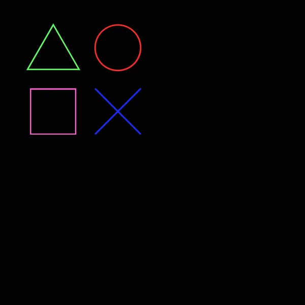 Triângulo Círculo Quadrado Cruz Símbolos Consola Símbolos Gamepad Fundo Escuro — Fotografia de Stock