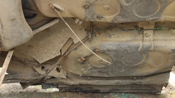 Bilreparation Efter Ulykke Ikke Underlagt Bilen Ruster Losseplads Skrot Der – Stock-video