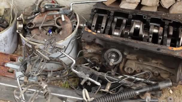 Car Repair Accident Subject Car Rusting Junkyard Scrap Metal Disposed — Stock Video