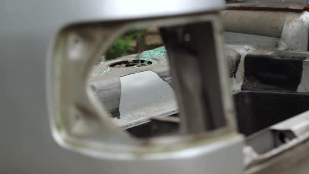 Car Repair Accident Subject Car Rusting Junkyard Scrap Metal Disposed — Stock Video