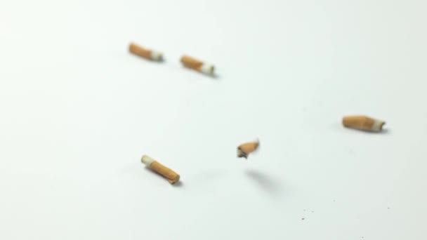 Veel Gerookte Sigaretten Milieuvervuiling Roken Schaadt Gezondheid Depressie Iemand Rookt — Stockvideo