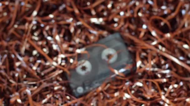 Audio Cassette Background Tape Retro Style Classic Outdated Equipment Lot — Stock Video