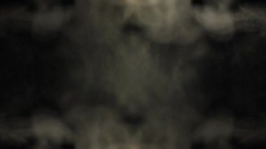 Siyah arka planda duman, sıcak sudan buharlaşma. Buhar yükselir, rüzgar onu farklı yönlere yönlendirir. Video projeleriniz ve muhteşem geçişleriniz için uygundur