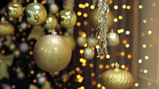 Juldekorationer Julgransleksaker Festlig Atmosfär Före Nyår Gåvor Från Jultomten Rummet — Stockvideo