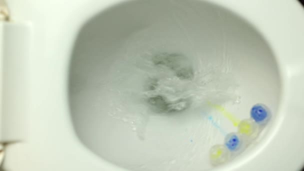 Dirty Toilet Flushing Water Top View Places Lot Bacteria Toilet — Stock Video