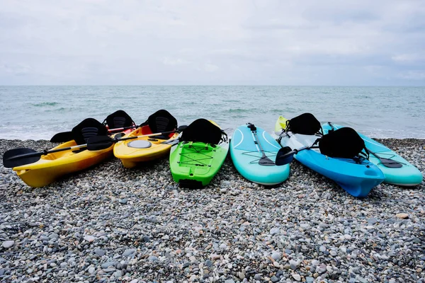 Kayaks Sup Boards Sea Extreme Sport Leisure High Quality Photo — Stock Photo, Image