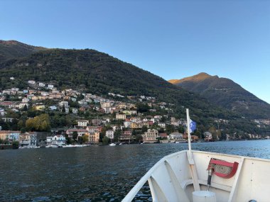 Lake Como in Italy. Beautiful landscape and boat trip. Quality clipart