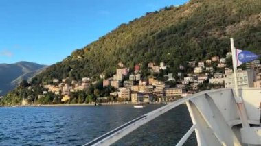 Como Gölü, İtalya. Güzel manzara ve tekne gezisi. Kalite