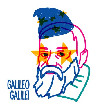 Galileo Galilei vector sketch portrait isolated. Vector illustration clipart