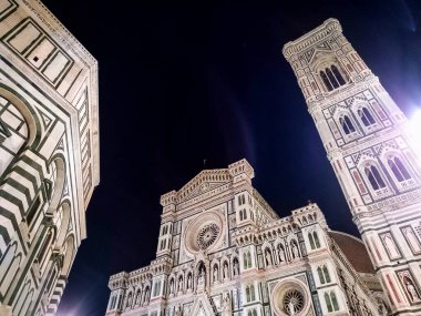The Florence Cathedral complex in Italy at night 