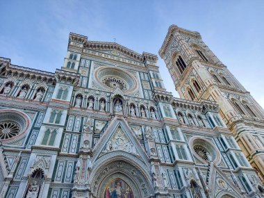 Facade of the Florence Cathedral and the Giotto's Campanile Tower 