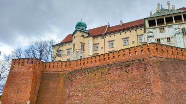 Krakow 'daki Wawel Kraliyet Kalesi Duvarı 