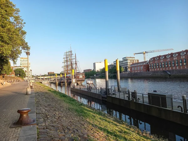 Weser Nehri Bremen Deki Schlachte Güvertesi — Stok fotoğraf