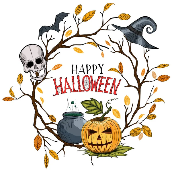 Buon Halloween Lettering Modello Biglietto Auguri Invito Alla Festa Banner — Vettoriale Stock