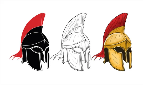 斯巴达罗马人希腊木马头盔 — 图库矢量图片