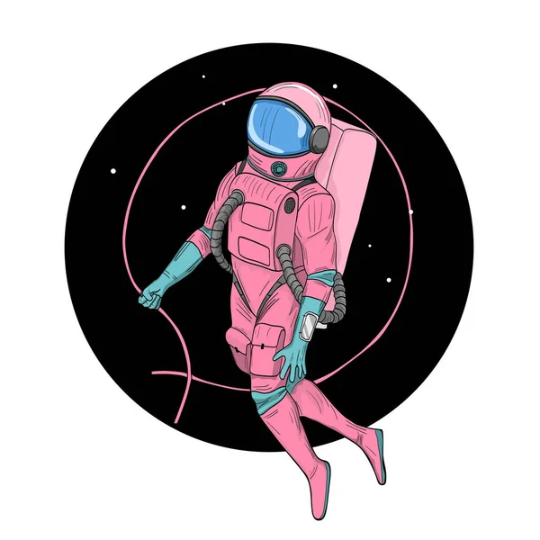 Астронавт Розового Цвета Космосе — стоковый вектор