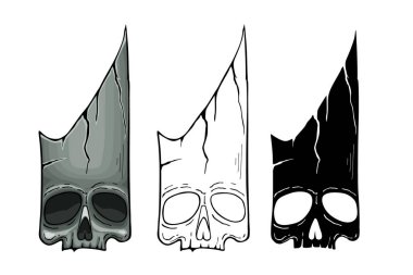 İzole edilmiş beyaz arkaplanda soyut sanat taşı kafatası