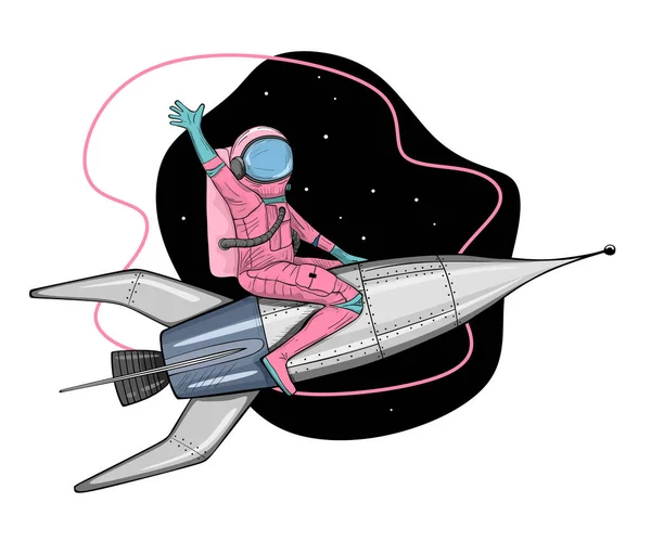 Astronauta Cohete — Archivo Imágenes Vectoriales