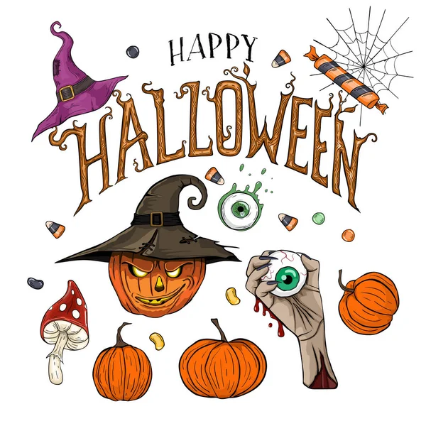 Élément Conception Halloween Collection Halloween Festive Automne — Image vectorielle
