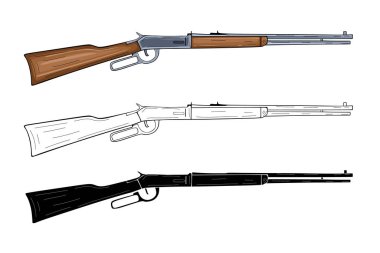 Winchester tüfeğinin resmi, beyaz üzerine izole edilmiş bir silah.