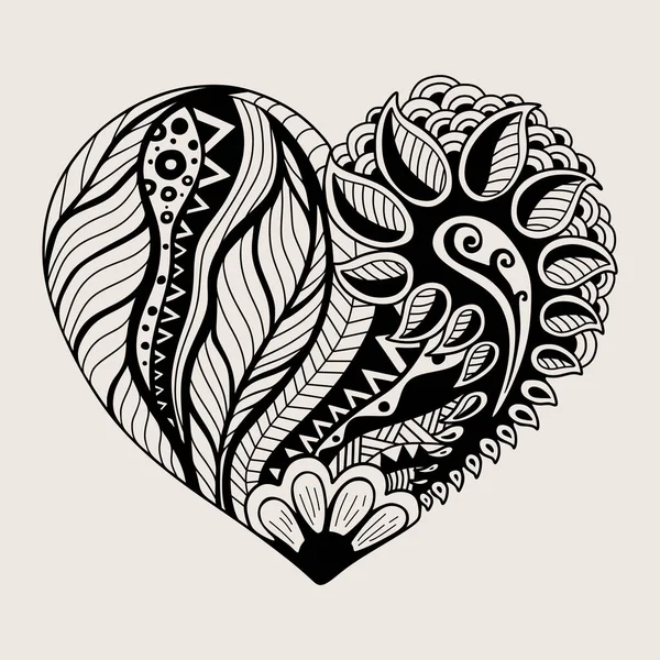 Сердца Мандала Zentangle Стиль Изолирован Белом Фоне — стоковый вектор