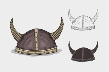 Boynuzlu Viking miğferi, vektör çizimi