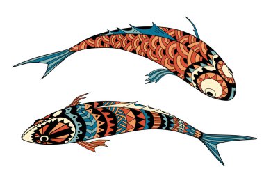 Süs tekniğinde dekoratif güzel balıklar.