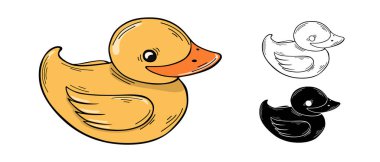 Kauçuk ördek, vektör çizimi beyaz arkaplanda izole edildi