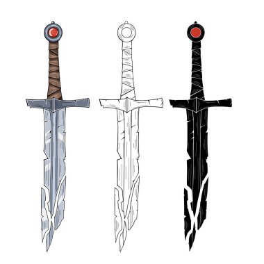 Beyaz arka planda kırık metal kılıç. Vektör illüstrasyonu