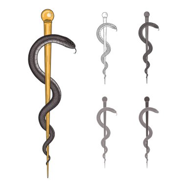 Aesculapius 'un Tıbbi Sembol Asası, Yılan Sarılı