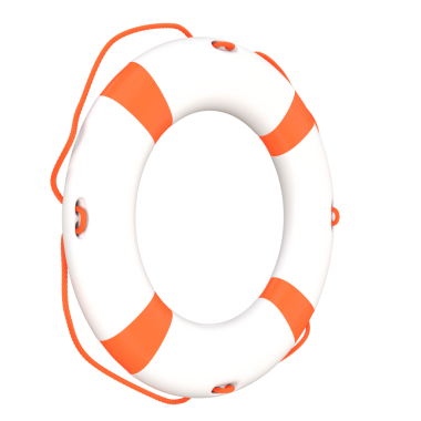 Beyaz turuncu Lifebuoy Halkası. 3d Görüntü