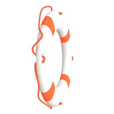 Beyaz turuncu Lifebuoy Halkası. 3d Görüntü