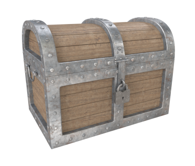 Eski ahşap göğüs kutusu, 3 boyutlu.