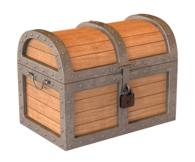 Eski ahşap göğüs kutusu, 3 boyutlu.