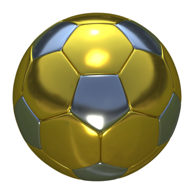 Futbol topu Altın rengi 3d illüstrasyon